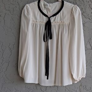 Marc Jacobs Cream Silk Blouse with Relaxed Tie Front & Peter Pan Collar